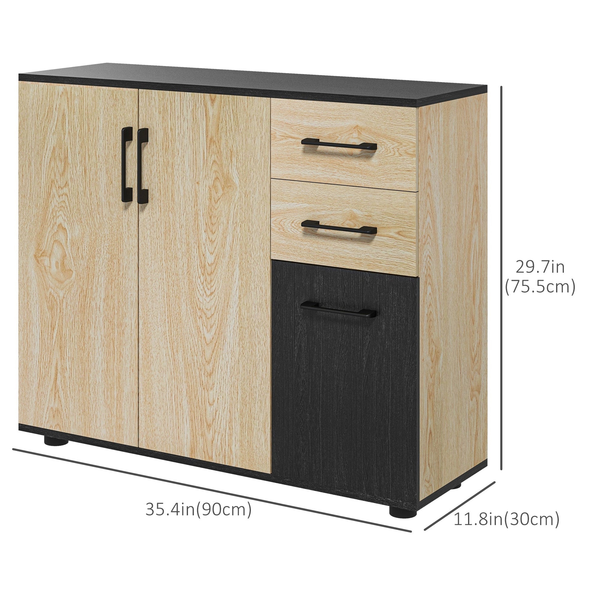 Modern Sideboard Cabinet, Freestanding Sideboards and Buffets with 3 Doors, 2 Drawers and Adjustable Shelf Kitchen Pantry Cabinets   at Gallery Canada