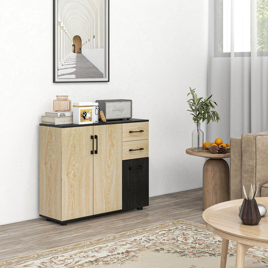 Modern Sideboard Cabinet, Freestanding Sideboards and Buffets with 3 Doors, 2 Drawers and Adjustable Shelf Kitchen Pantry Cabinets Multi Colour  at Gallery Canada