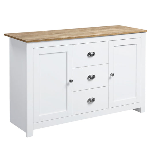 Modern Sideboard Cabinet, Kitchen Buffet Cabinet with 3 Drawers and Adjustable Shelves, Buffets Tables, White Bar Cabinets White  at Gallery Canada