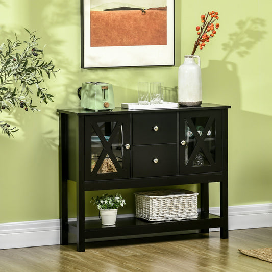 Modern Sideboard, Glass Door Buffet Cabinet with Storage Drawers and Adjustable Shelves, Console Table for Living Room, Kitchen, Entryway, Black Bar Cabinets Black  at Gallery Canada