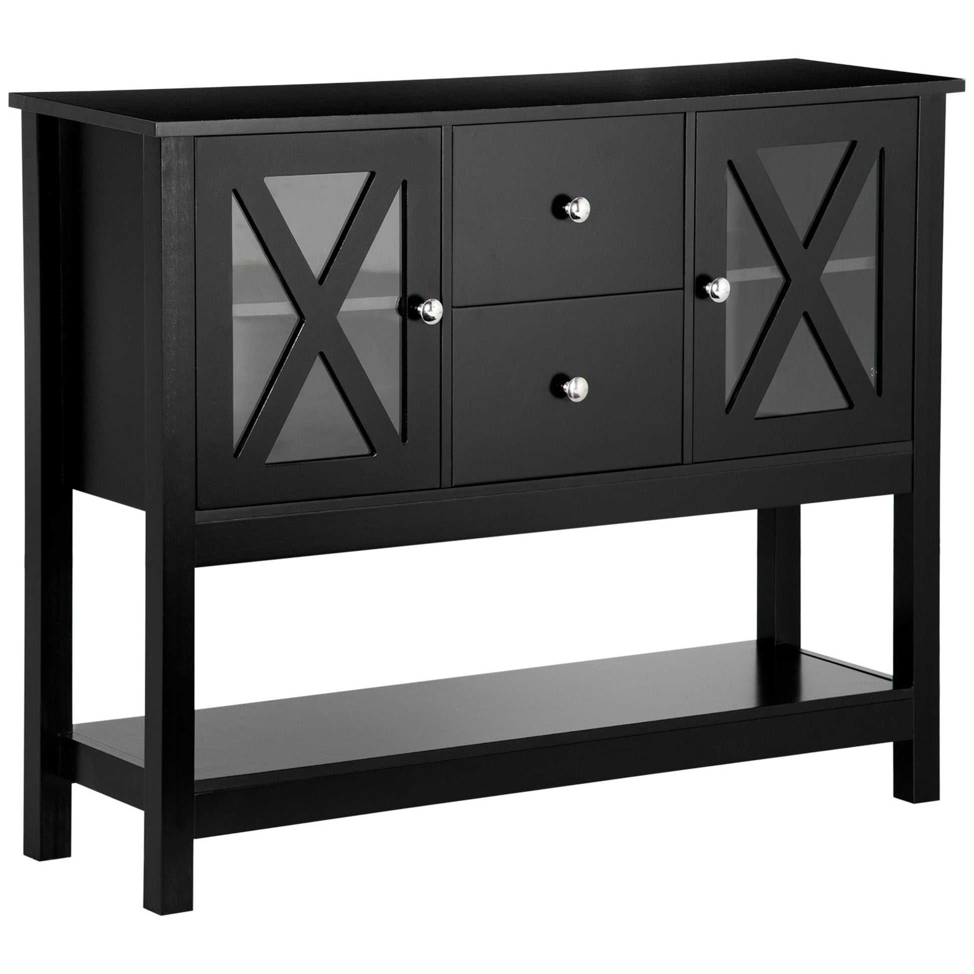 Modern Sideboard, Glass Door Buffet Cabinet with Storage Drawers and Adjustable Shelves, Console Table for Living Room, Kitchen, Entryway, Black Bar Cabinets Black  at Gallery Canada