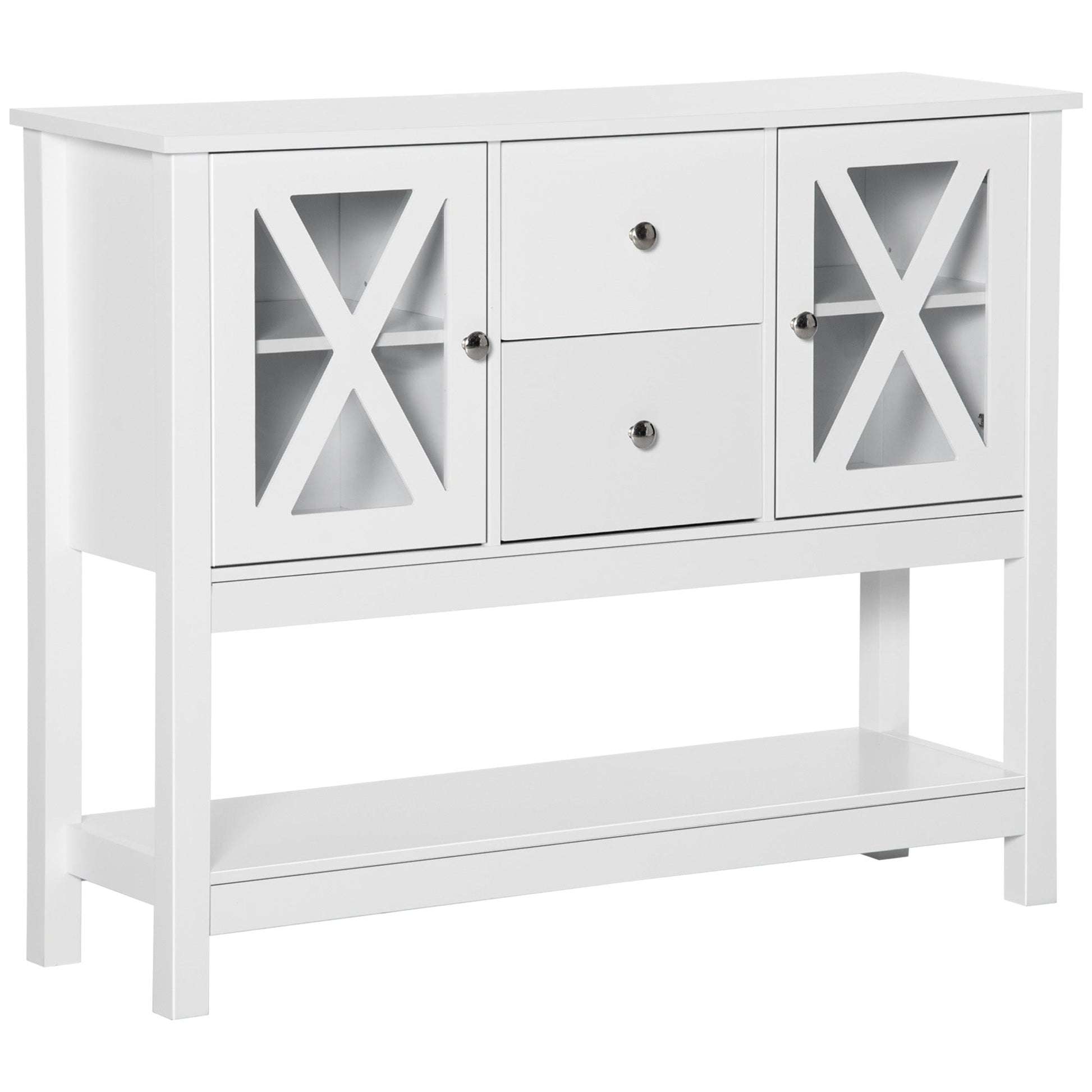 Modern Sideboard, Glass Door Buffet Cabinet with Storage Drawers and Adjustable Shelves, Console Table for Living Room, Kitchen, Entryway, White Bar Cabinets White  at Gallery Canada