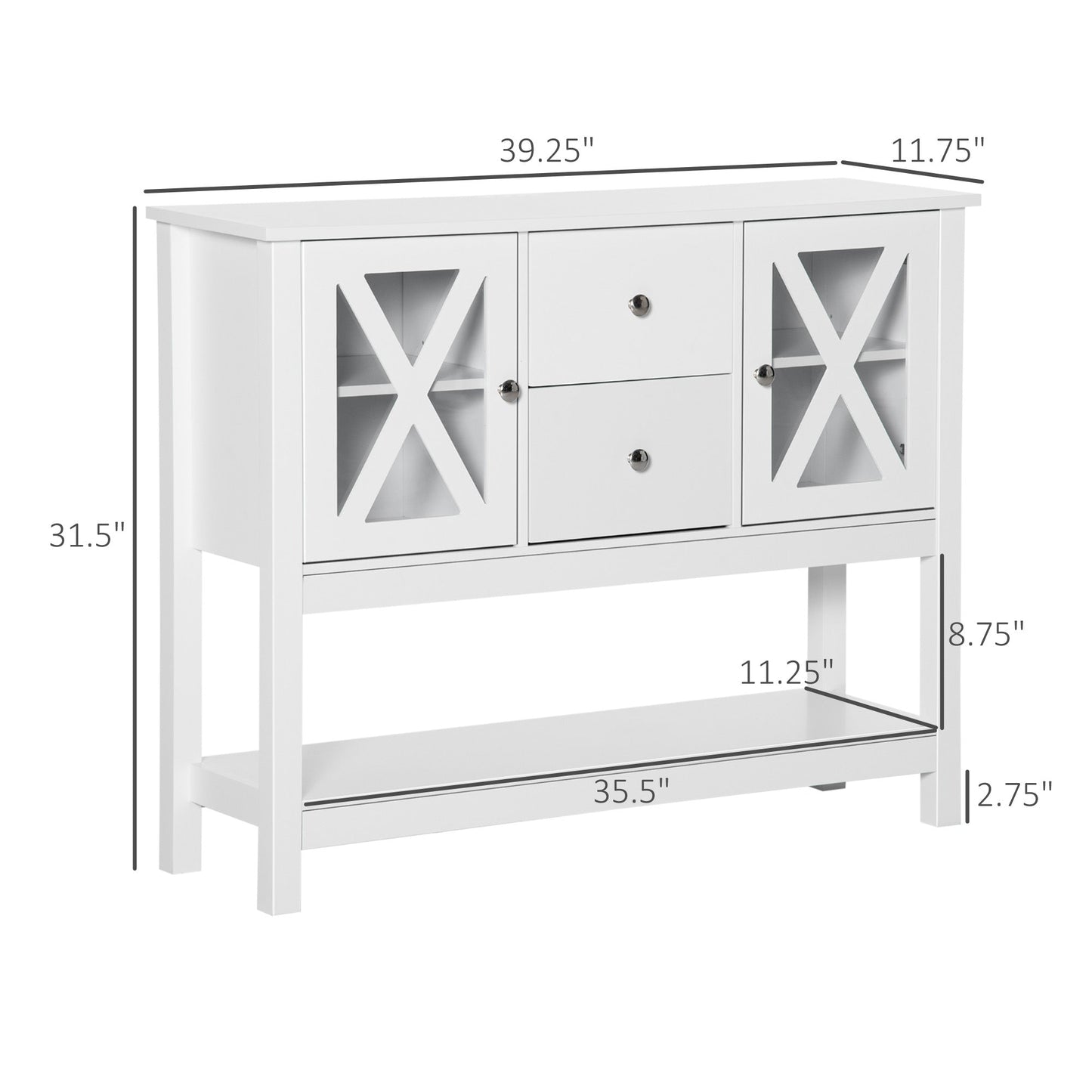 Modern Sideboard, Glass Door Buffet Cabinet with Storage Drawers and Adjustable Shelves, Console Table for Living Room, Kitchen, Entryway, White Bar Cabinets   at Gallery Canada