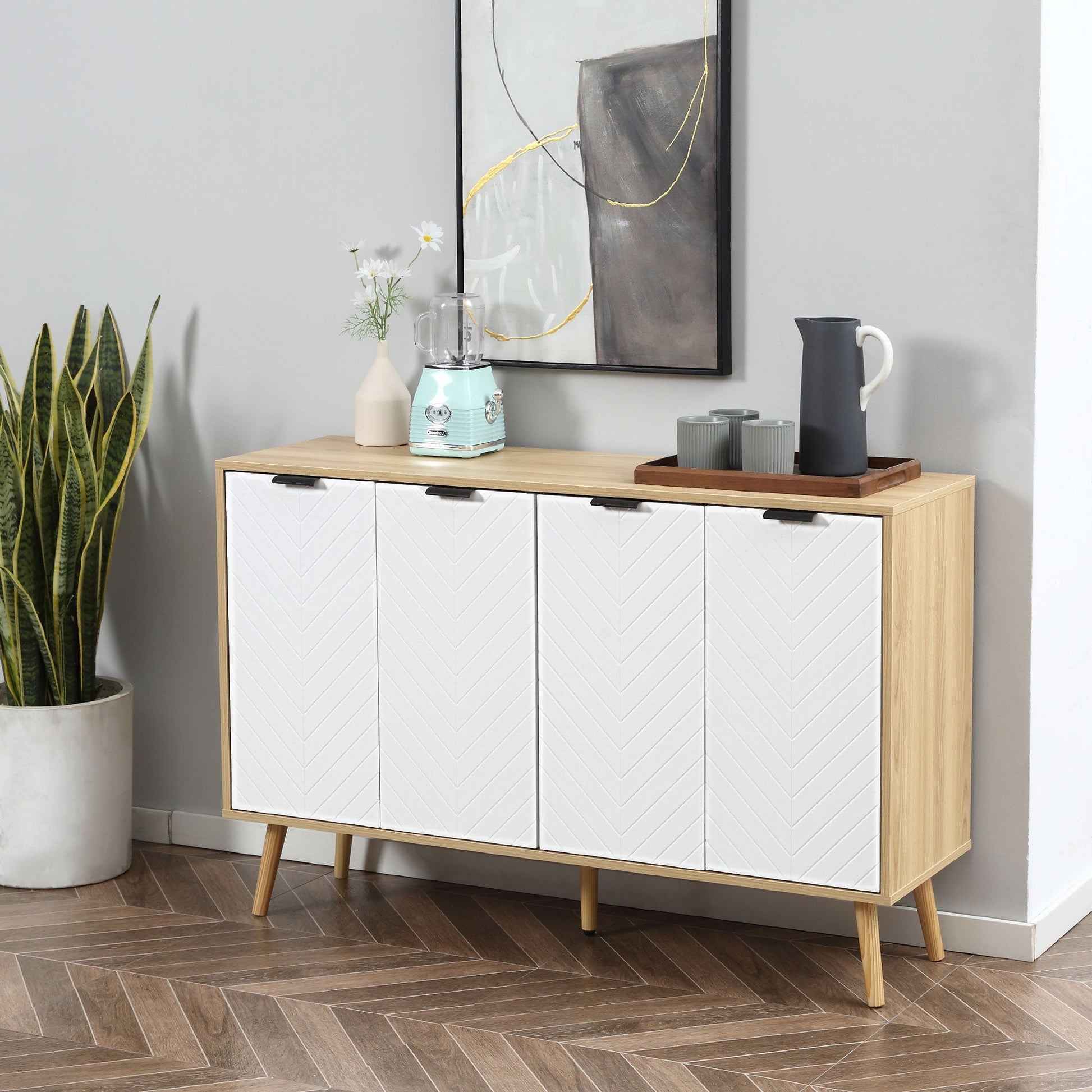 Modern Sideboard, Storage Cabinet, Accent Cupboard with Adjustable Shelves for Kitchen, Dining Room, Living Room, Natural Bar Cabinets   at Gallery Canada