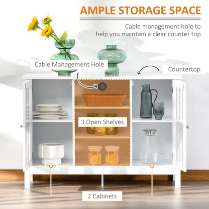 Modern Sideboard Storage Cabinet Floor Cupboard Kitchen Buffet TV Console with Framed Doors for Entryway, Living Room, Dining Room, White Bar Cabinets   at Gallery Canada