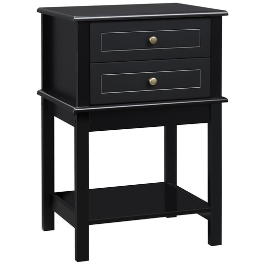 Modern Sofa Side Table, Accent End Table with Drawers and Storage Shelf, Nightstand for Bedroom Living Room, Black - Gallery Canada