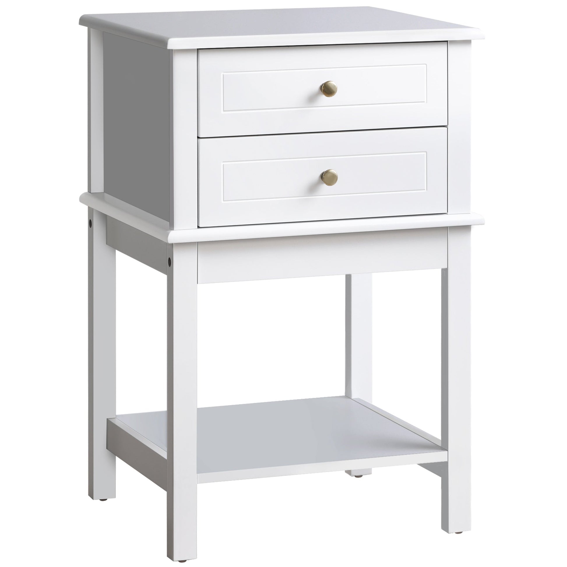 Modern Sofa Side Table, Accent End Table with Drawers and Storage Shelf, Nightstand for Bedroom Living Room, White Side Tables White  at Gallery Canada