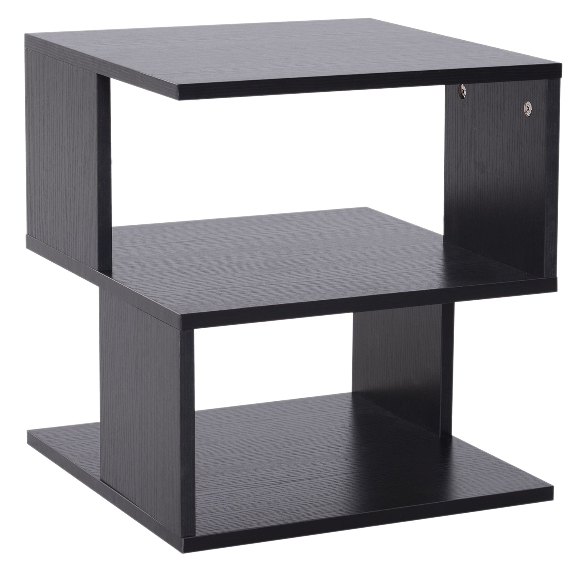 Modern Square 3 Tier Wood Coffee Side Table Storage Shelf Rack End Table Home Office Living Room Small Desk Black Side Tables Black  at Gallery Canada