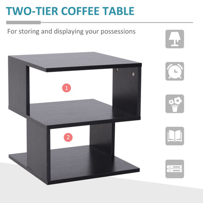 Modern Square 3 Tier Wood Coffee Side Table Storage Shelf Rack End Table Home Office Living Room Small Desk Black Side Tables   at Gallery Canada