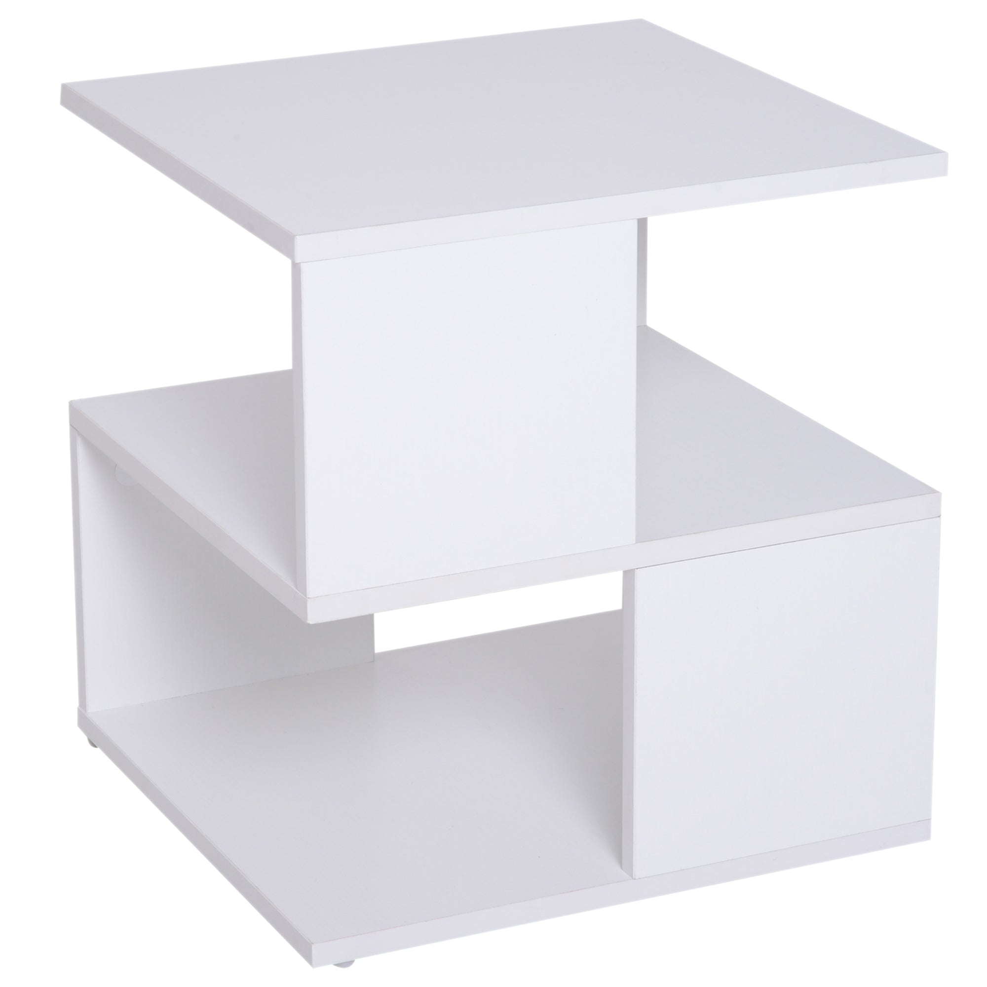 Modern Square 3 Tier Wood Coffee Side Table Storage Shelf Rack End Table Home Office Living Room Small Desk White Side Tables   at Gallery Canada