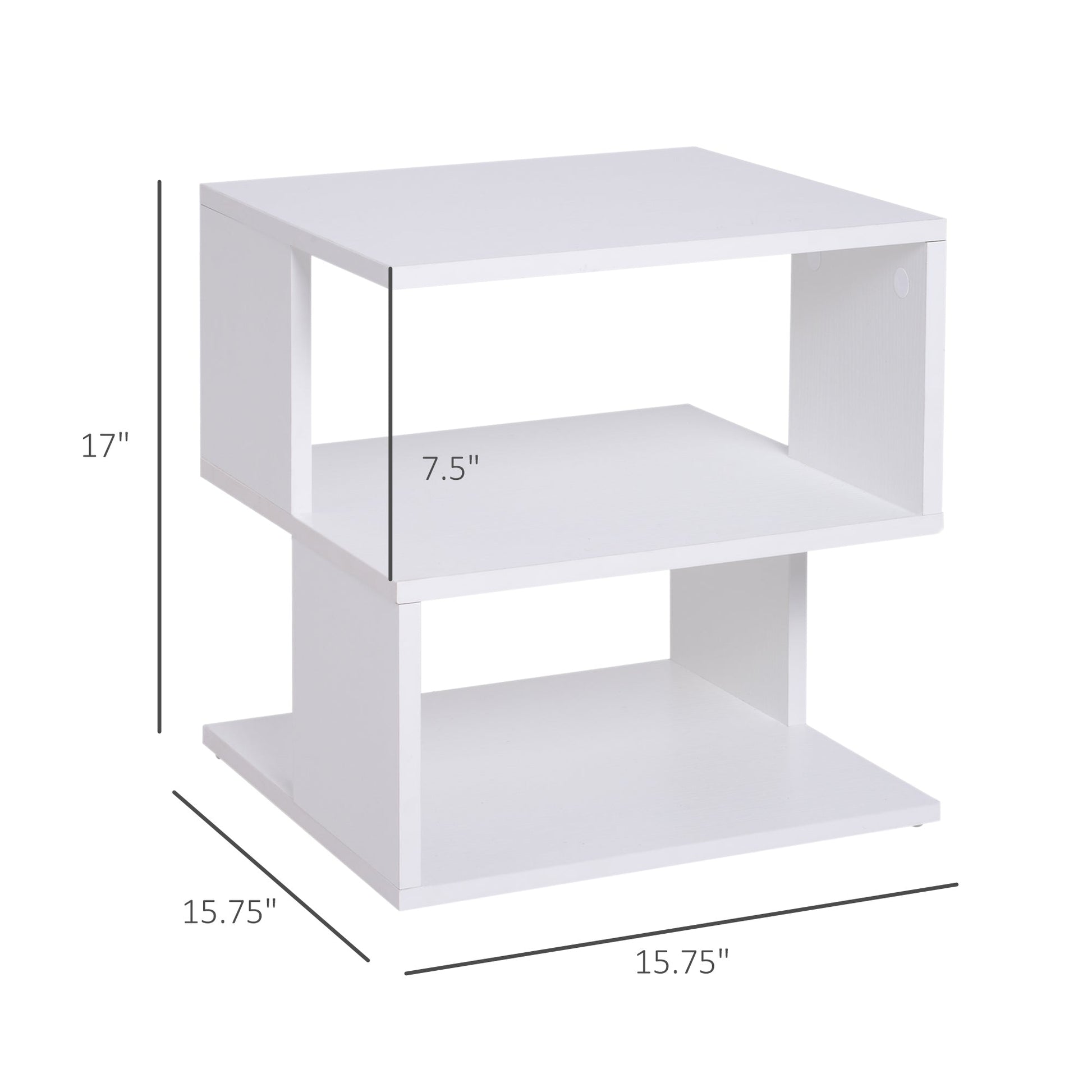 Modern Square 3 Tier Wood Coffee Side Table Storage Shelf Rack End Table Home Office Living Room Small Desk White Side Tables   at Gallery Canada