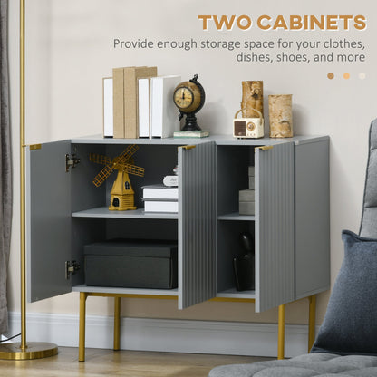 Modern Storage Cabinet Sideboard Buffet Cabinet with Gold Legs for Living Room Dining Room Hallway Grey Storage Cabinets   at Gallery Canada