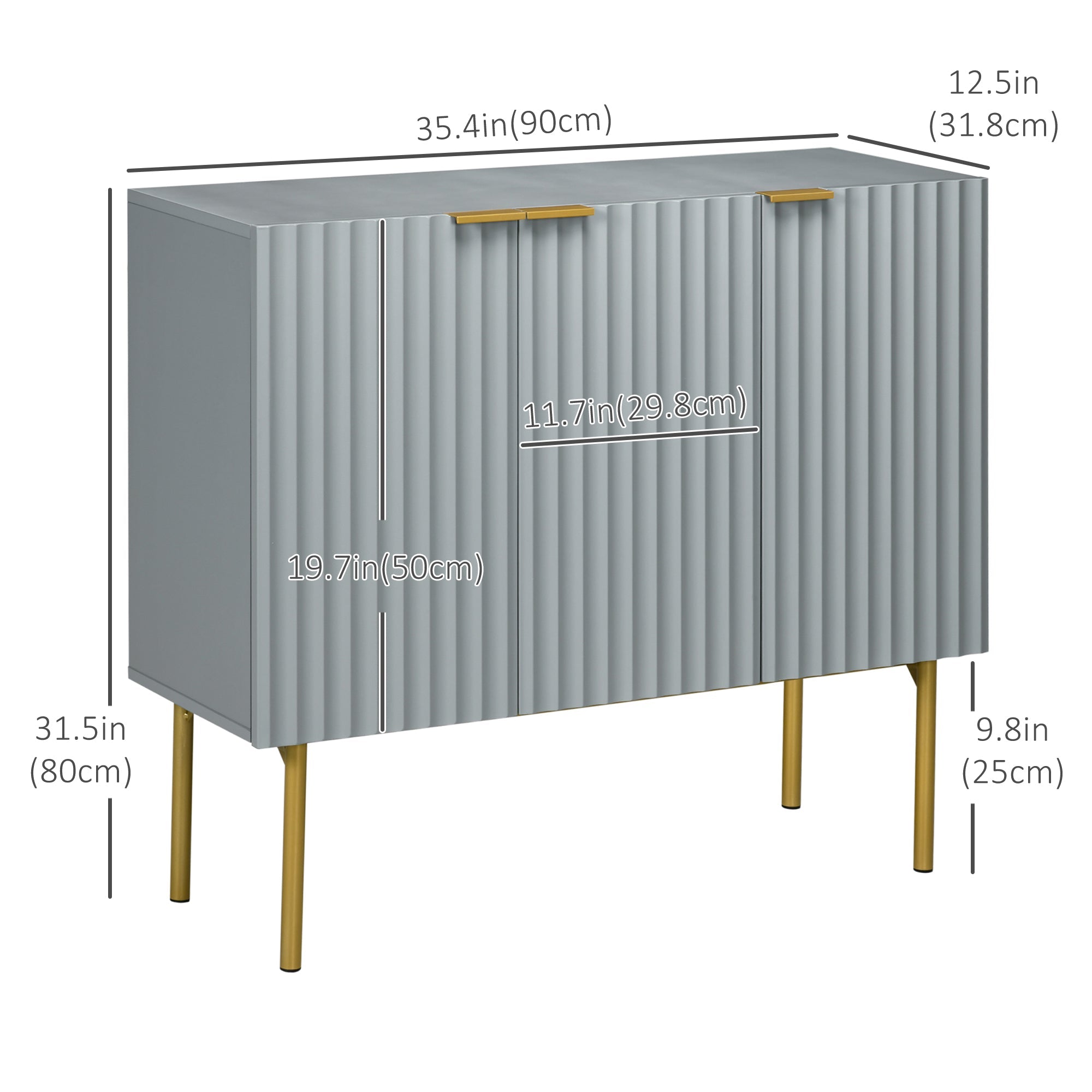 Modern Storage Cabinet Sideboard Buffet Cabinet with Gold Legs for Living Room Dining Room Hallway Grey Storage Cabinets   at Gallery Canada