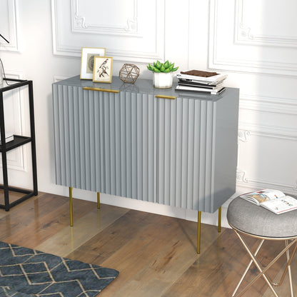 Modern Storage Cabinet Sideboard Buffet Cabinet with Gold Legs for Living Room Dining Room Hallway Grey Storage Cabinets   at Gallery Canada