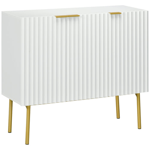 Modern Storage Cabinet Sideboard Buffet Cabinet with Gold Legs for Living Room Dining Room Hallway White