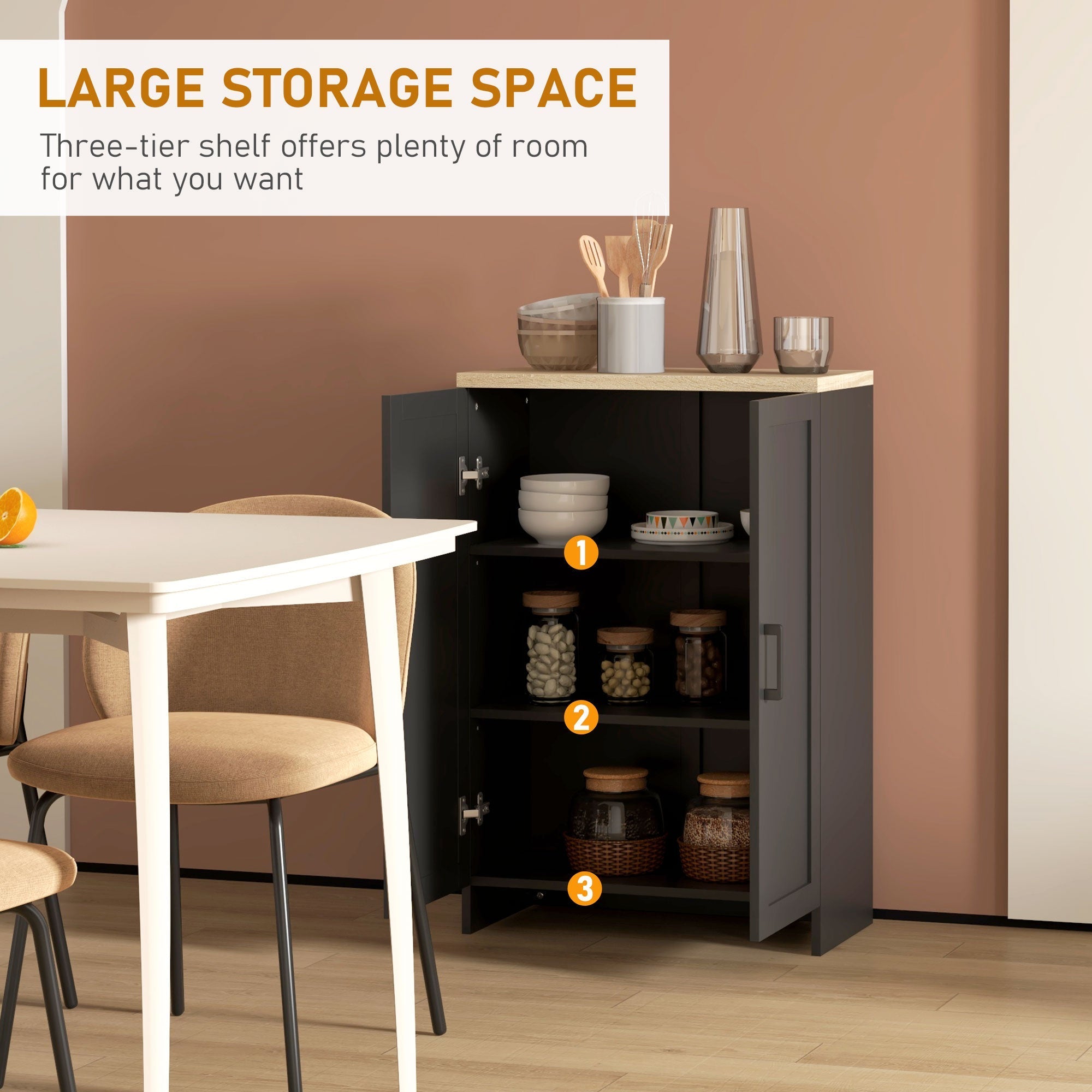 Modern Storage Cabinet with Doors and Adjustable Shelf for Kitchen, Living room, 23.6