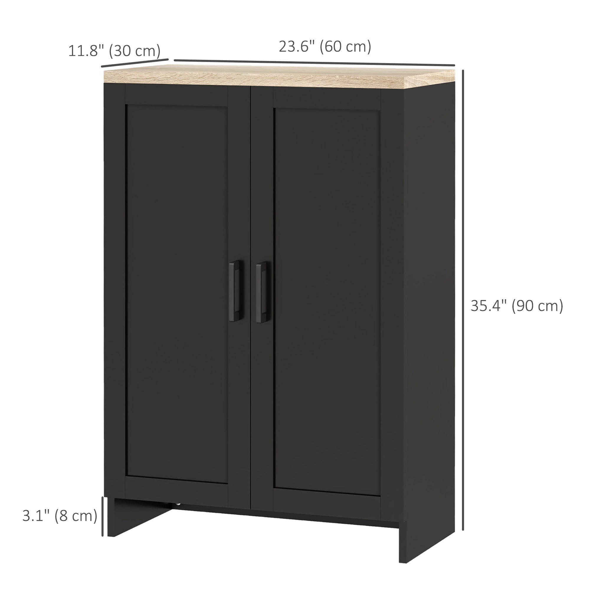 Modern Storage Cabinet with Doors and Adjustable Shelf for Kitchen, Living room, 23.6