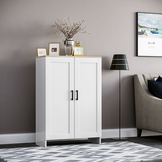 Modern Storage Cabinet with Doors and Adjustable Shelf for Kitchen, Living room, 23.6" x 11.8" x 35.4", White Storage Cabinets White  at Gallery Canada