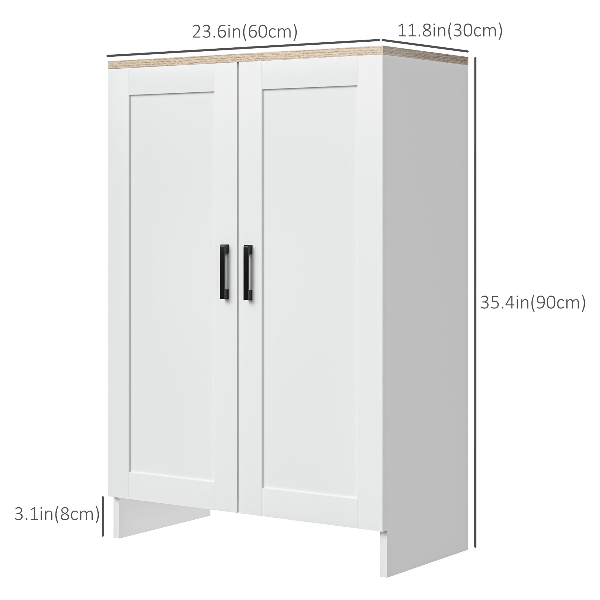 Modern Storage Cabinet with Doors and Adjustable Shelf for Kitchen, Living room, 23.6