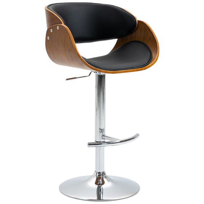 Modern Style Adjustable Bar Chair, PU Leather Swivel Bar Stool with Back, Footrest for Kitchen, Home Bar, Counter, Coffee Shop, Black and Walnut Bar Stools Multi Colour  at Gallery Canada