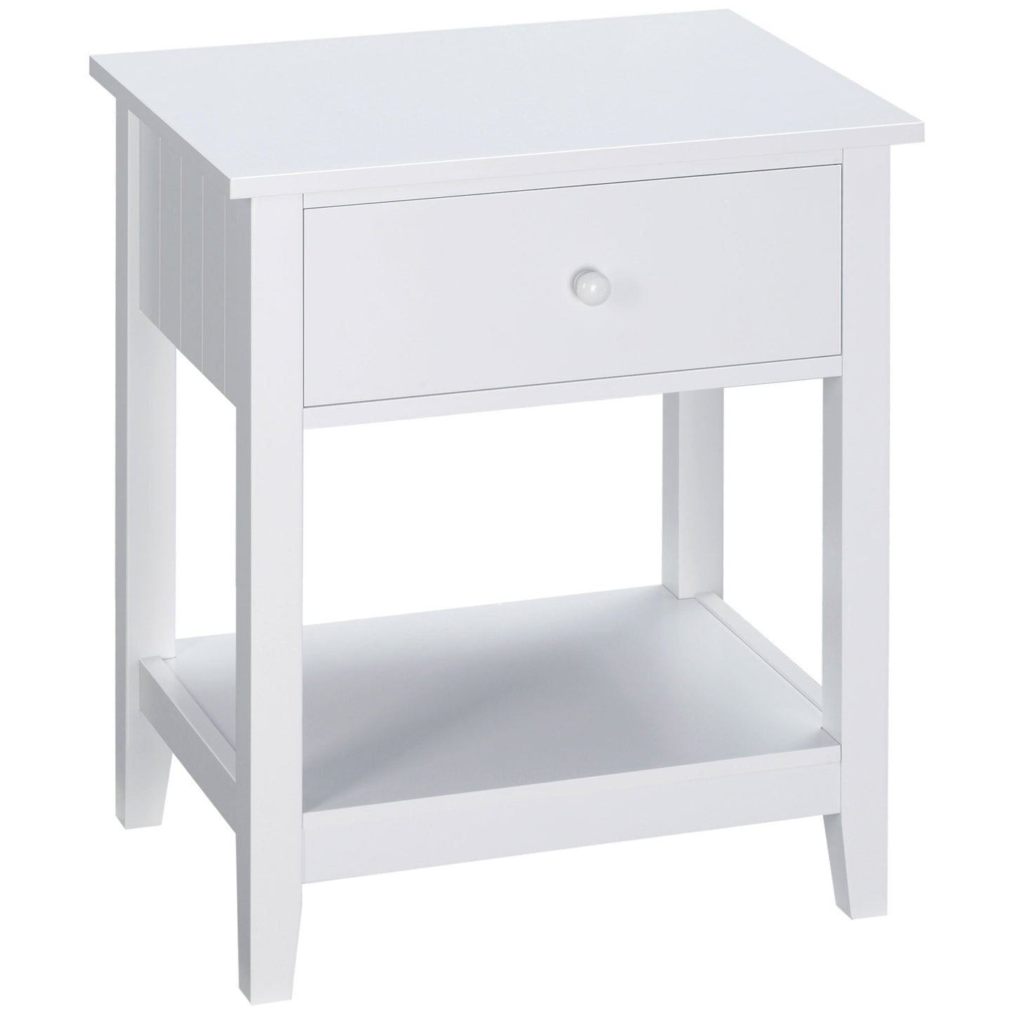 Modern Style Nightstand, Small End Table with Drawer and Storage Shelf for Bedroom, Living Room, White Side Tables White  at Gallery Canada