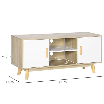 Modern TV Cabinet, TV Stand with Storage Shelves and Doors for 55" TVs for Living Room, Bedroom, Natural TV Stands Multi Colour  at Gallery Canada