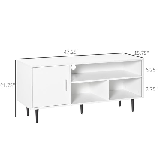 Modern TV Stand Cabinet for TVs up to 60 Inches with Storage Shelf, Cable Hole, Home Entertainment Unit Center, for Living Room Bedroom, White - Gallery Canada