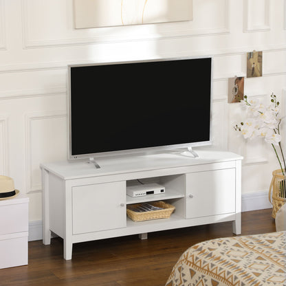 Modern TV Stand for TVs up to 55", TV Bench with Storage Cupboards and Shelves, 47.2" x 16.7" x 19.7", White TV Stands   at Gallery Canada