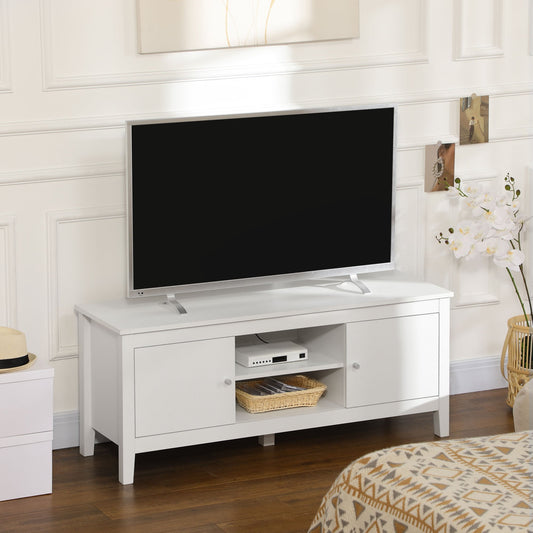 Modern TV Stand for TVs up to 55", TV Bench with Storage Cupboards and Shelves, 47.2" x 16.7" x 19.7", White - Gallery Canada