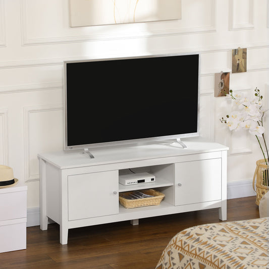 Modern TV Stand for TVs up to 55", TV Bench with Storage Cupboards and Shelves, 47.2" x 16.7" x 19.7", White TV Stands White  at Gallery Canada