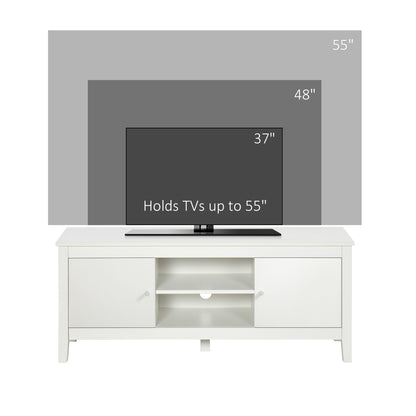 Modern TV Stand for TVs up to 55", TV Bench with Storage Cupboards and Shelves, 47.2" x 16.7" x 19.7", White TV Stands   at Gallery Canada