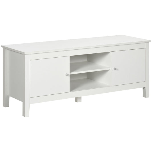 Modern TV Stand for TVs up to 55", TV Bench with Storage Cupboards and Shelves, 47.2" x 16.7" x 19.7", White - Gallery Canada