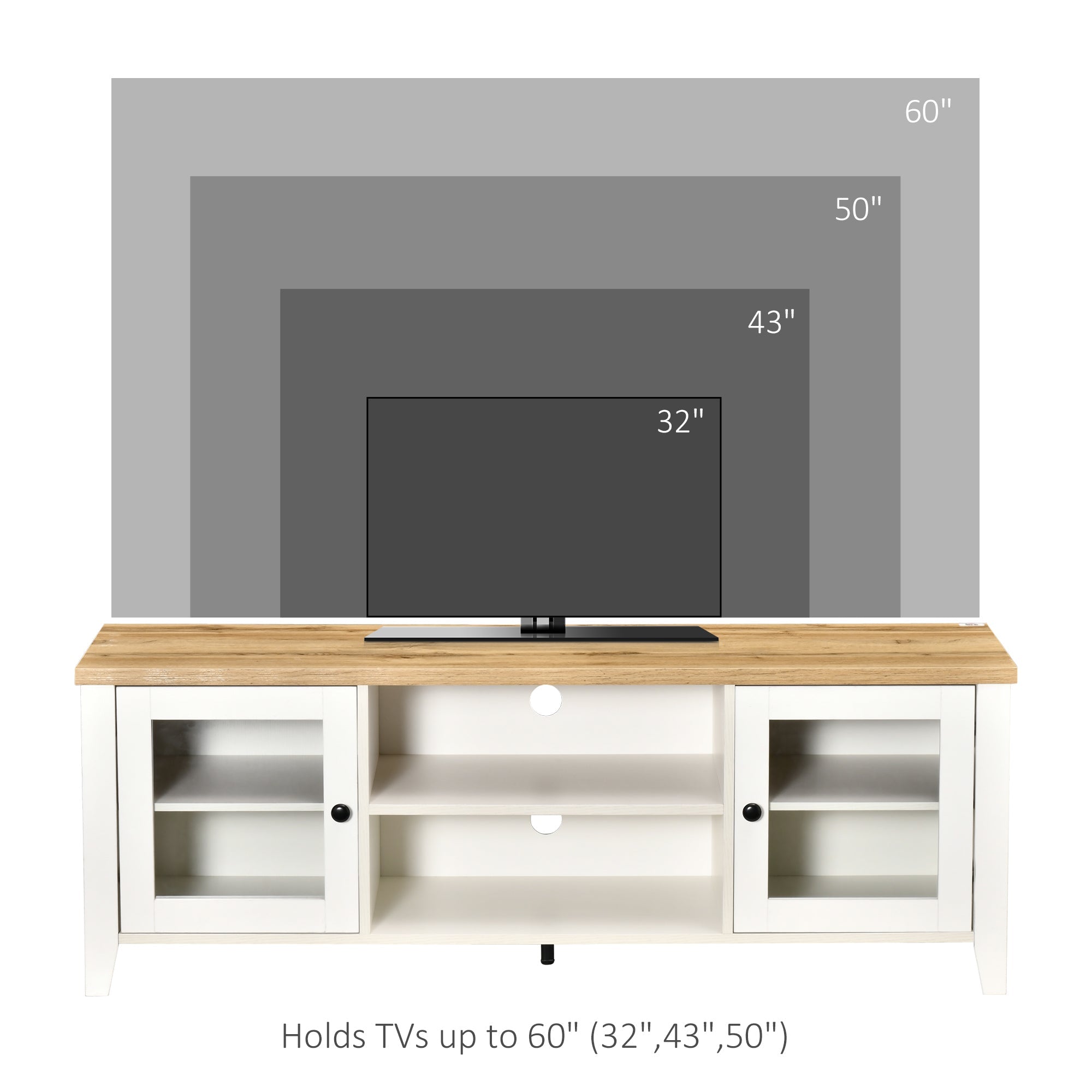 Wood TV Console Table with Storage for TVs up to 60