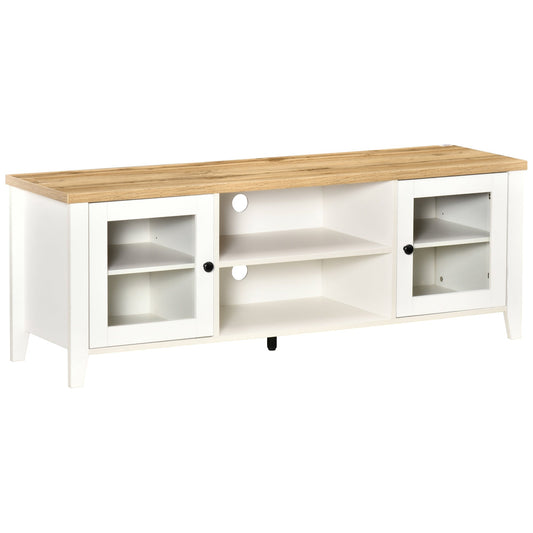 Wood TV Console Table with Storage for TVs up to 60", Modern Stand, White/Oak TV Stands White  at Gallery Canada