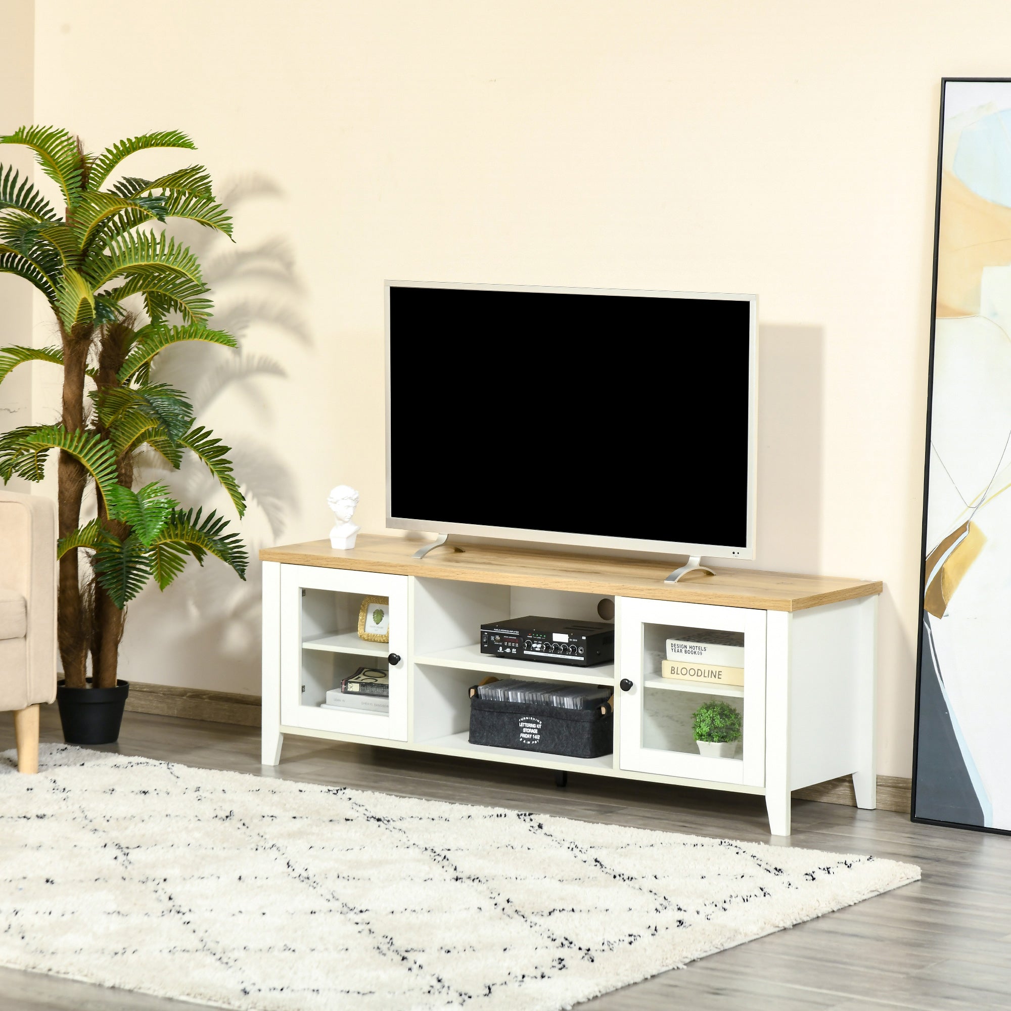 Wood TV Console Table with Storage for TVs up to 60