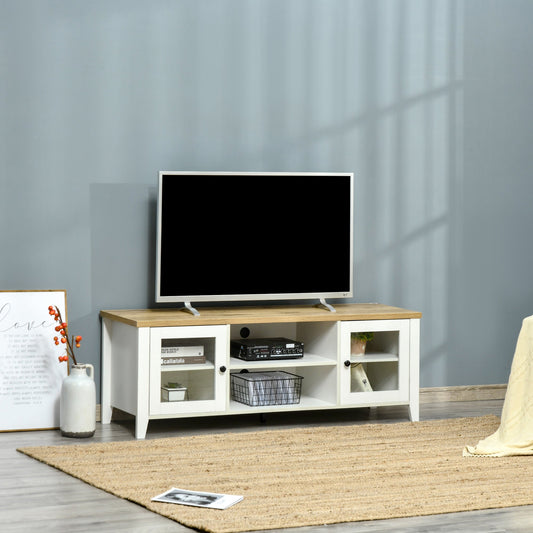 Wood TV Console Table with Storage for TVs up to 60", Modern Stand, White/Oak TV Stands White  at Gallery Canada