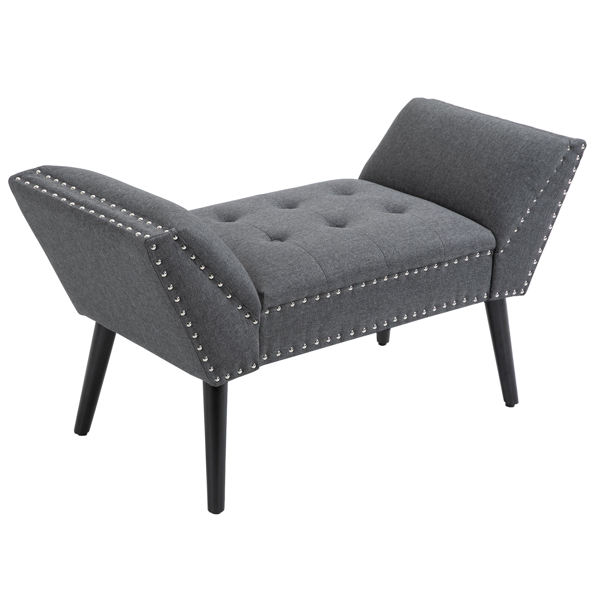 Modern Upholstered Bench, End of Bed Bench for Bedroom, Hallway Bench with Arms and Nailhead Trim Storage Ottomans & Benches Dark Grey  at Gallery Canada