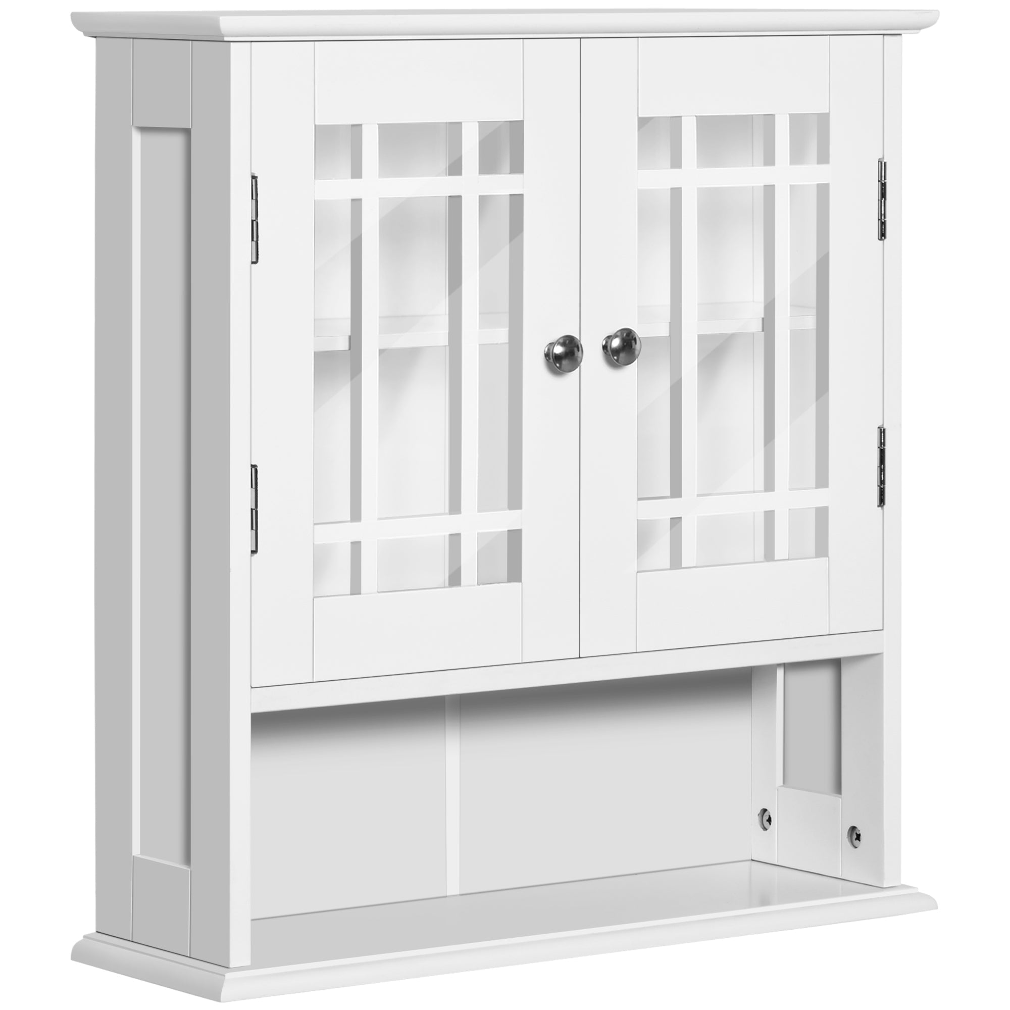 Modern Wall Mount Bathroom Cabinet, Storage Organizer with 2 Door Cabinet and Open Shelf, White Wall Mounted Cabinets White  at Gallery Canada