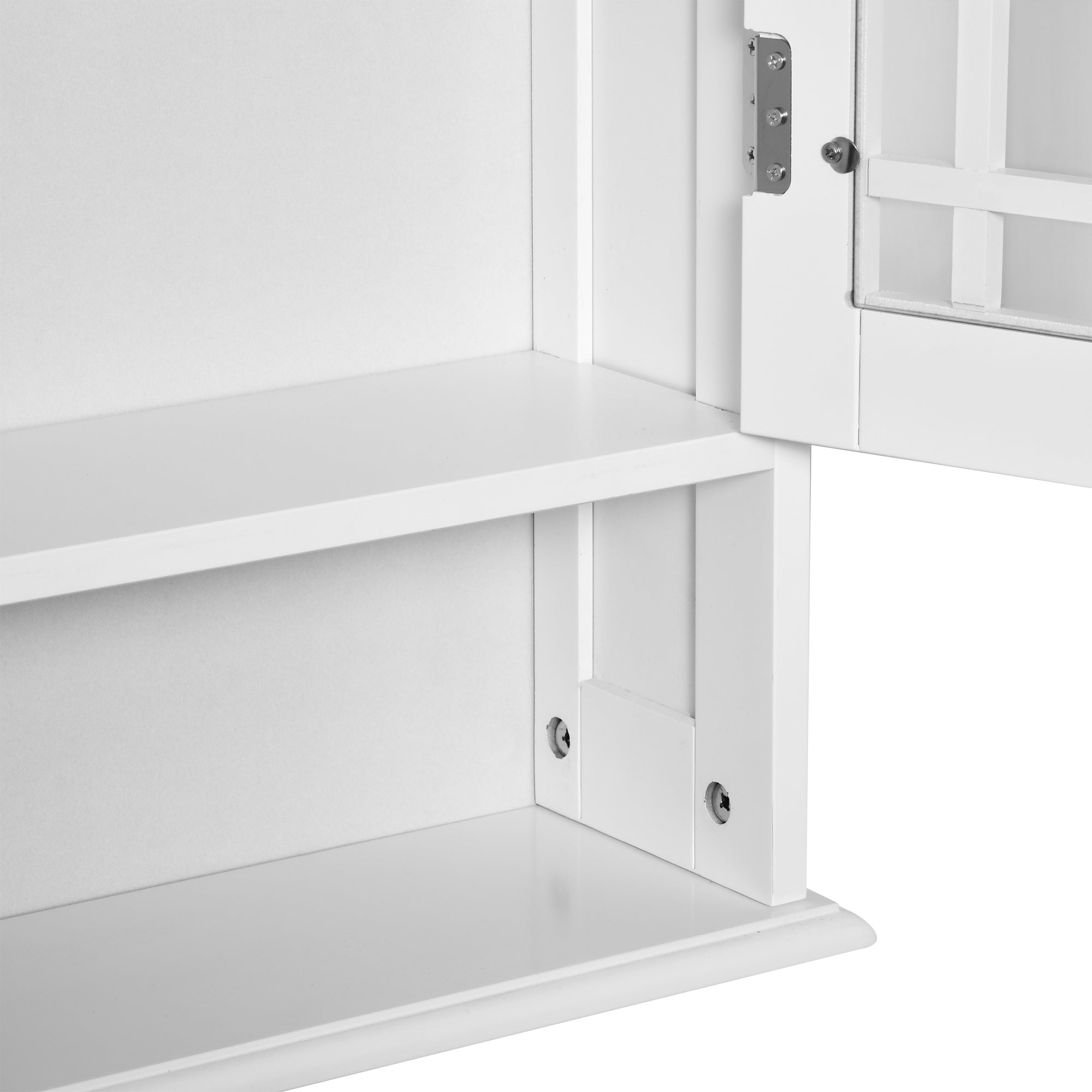 Modern Wall Mount Bathroom Cabinet, Storage Organizer with 2 Door Cabinet and Open Shelf, White Wall Mounted Cabinets   at Gallery Canada