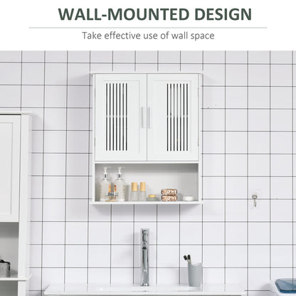 Modern Wall Mount Bathroom Cabinet, Storage Organizer with 2 Door Cabinet and Shelf, White Wall Mounted Cabinets   at Gallery Canada