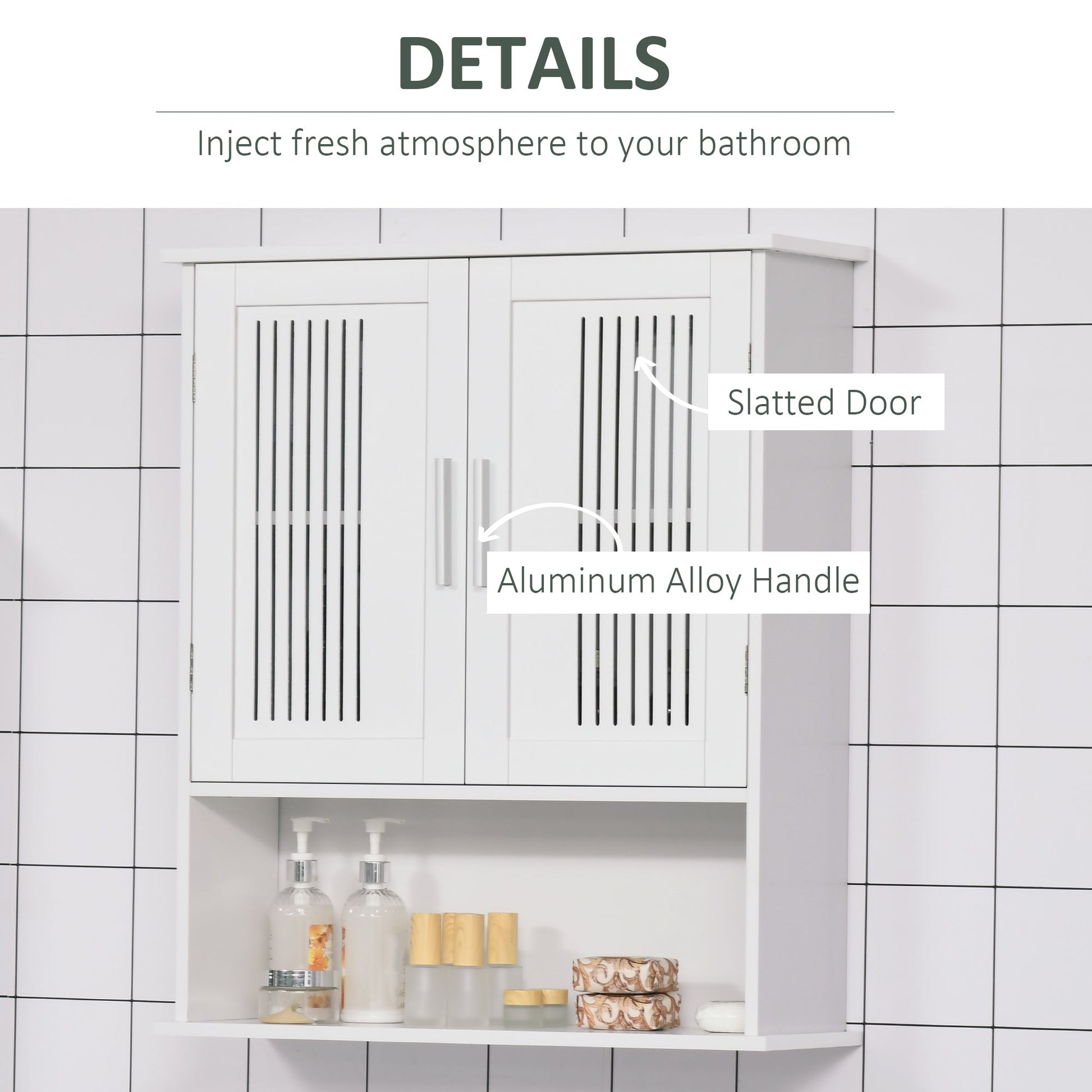 Modern Wall Mount Bathroom Cabinet, Storage Organizer with 2 Door Cabinet and Shelf, White Wall Mounted Cabinets   at Gallery Canada