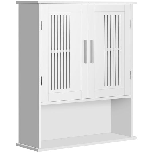Modern Wall Mount Bathroom Cabinet, Storage Organizer with 2 Door Cabinet and Shelf, White - Gallery Canada