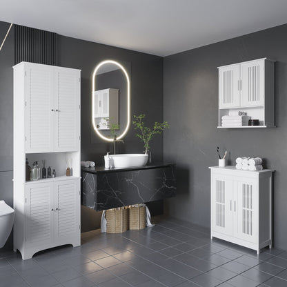 Modern Wall Mount Bathroom Cabinet, Storage Organizer with 2 Door Cabinet and Shelf, White Wall Mounted Cabinets   at Gallery Canada