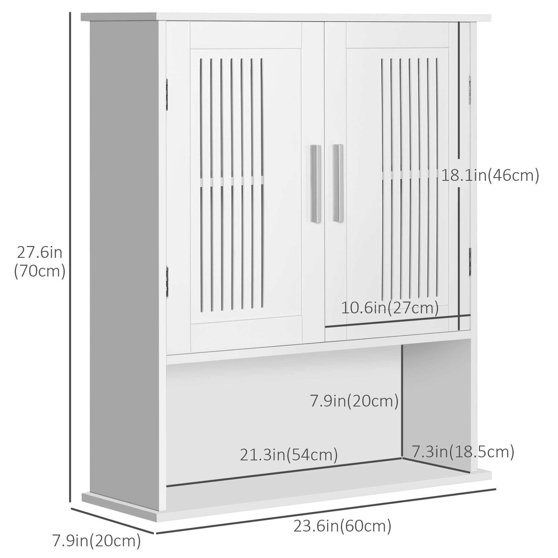 Modern Wall Mount Bathroom Cabinet, Storage Organizer with 2 Door Cabinet and Shelf, White Wall Mounted Cabinets   at Gallery Canada