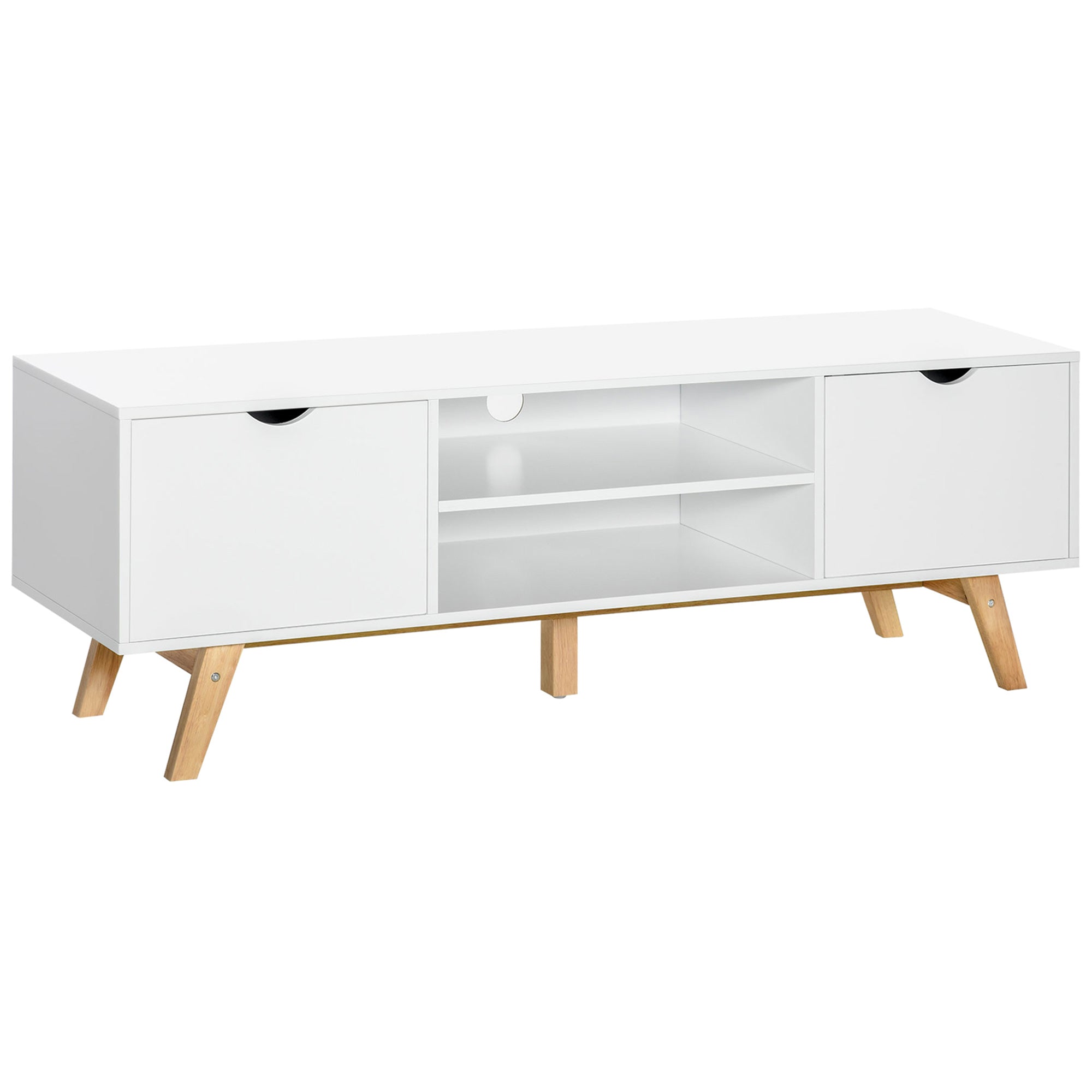 Modern Wooden TV Stand with 2 Storage Cabinet Stand for TV's up to 65