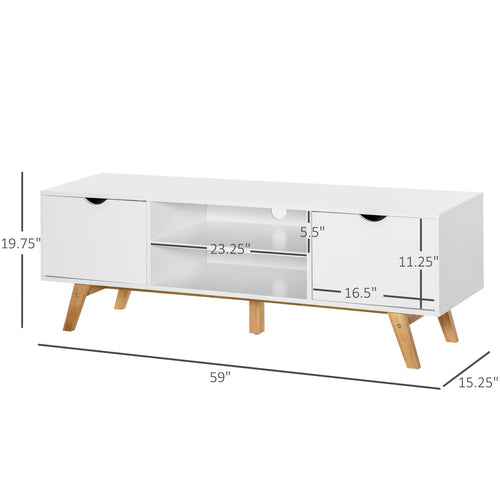 Modern Wooden TV Stand with 2 Storage Cabinet Stand for TV's up to 65