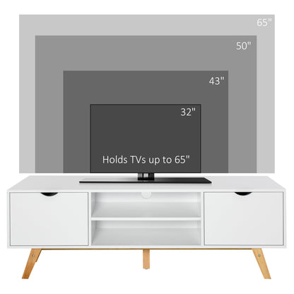 Modern Wooden TV Stand with 2 Storage Cabinet Stand for TV's up to 65" for Living Room Office, Storage Entertainment Center, White TV Stands   at Gallery Canada