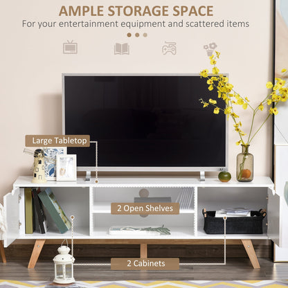 Modern Wooden TV Stand with 2 Storage Cabinet Stand for TV's up to 65" for Living Room Office, Storage Entertainment Center, White TV Stands   at Gallery Canada