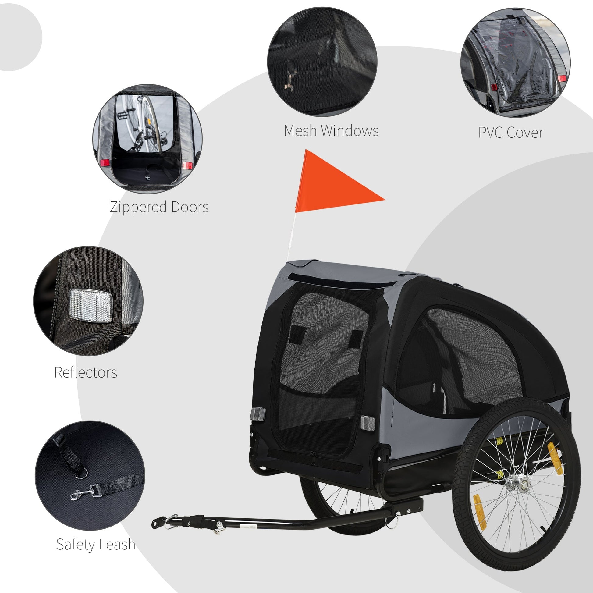 Dog Bike Trailer with Hitch Coupler, Quick Release Wheels, Reflectors, Flag for Medium Dogs, Black Dog Bike Trailers & Strollers   at Gallery Canada