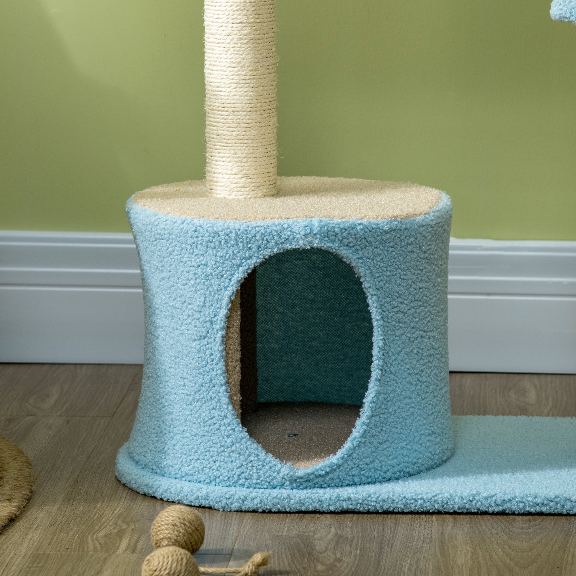 Moon Cat Tower for Indoor Cats with Teddy Fleece House Bed Scratching Post Hanging Toy Star Platform 41